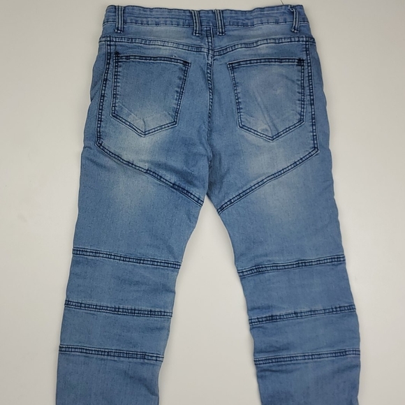 DAVID.ANN Ribbed Straight Biker Denim Jean Skinny - Picture 6 of 7